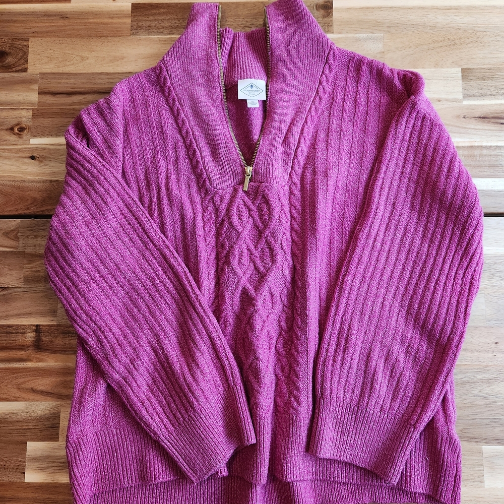 St. John's Bay Women's Pink Quarter Zip Sweater Size XL
